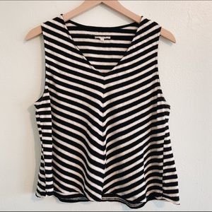 Madewell Chevron Stripe Linen Swing Tank Top B&W